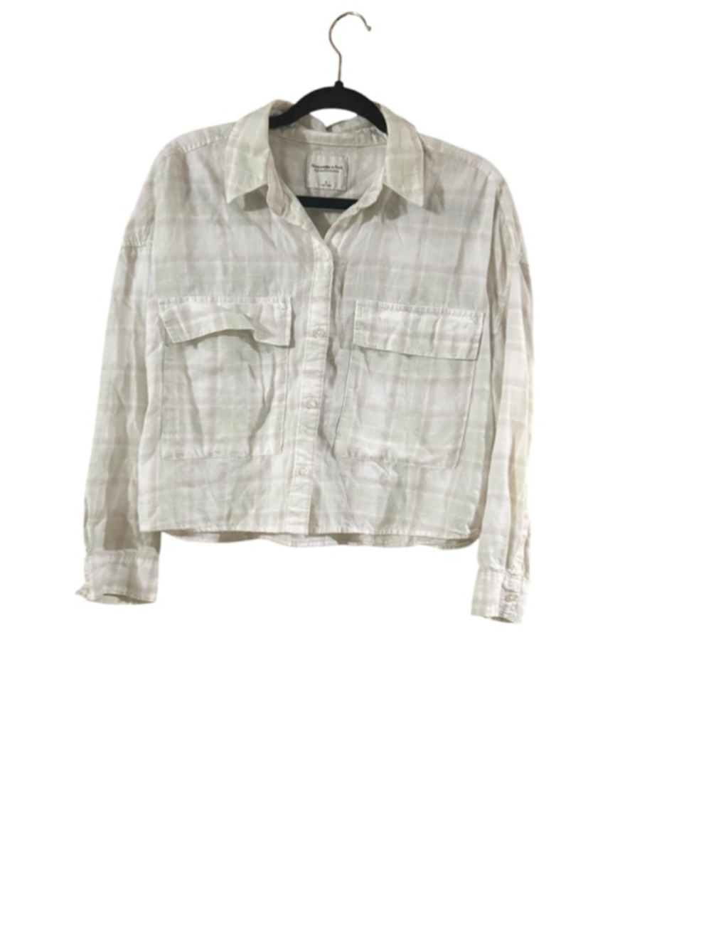 Women's Abercrombie & Fitch Plaid Button Down Shirt S White Green - Picture 7 of 8